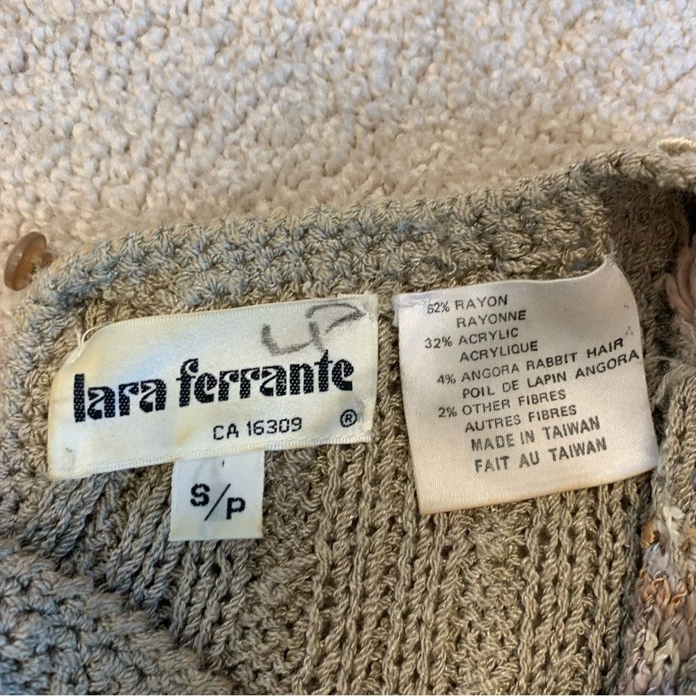 LARA Ferrante Vintage rabbit fur taupe cream multi textured long sleeve sweater - Picture 6 of 9